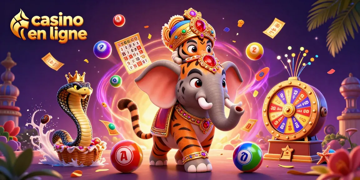 Jouez au casino en ligne avec l'illustration colorée d'un maharaja et des éléments de jeux dynamiques.