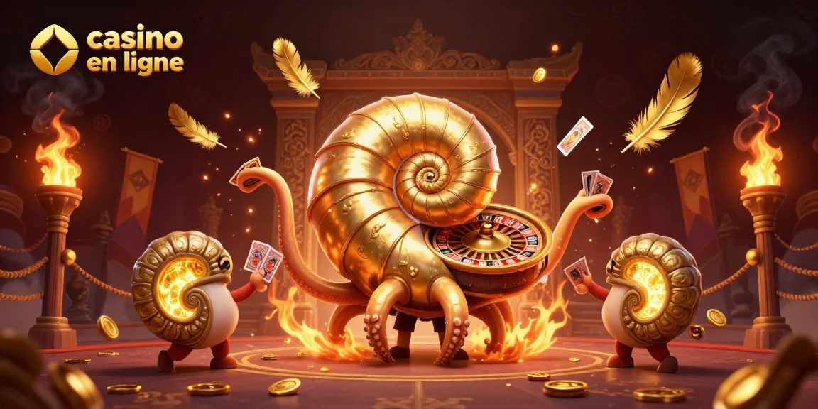 Rejoignez l'excitation du casino en ligne avec un nautilus géant et des cartes de jeu scintillantes.