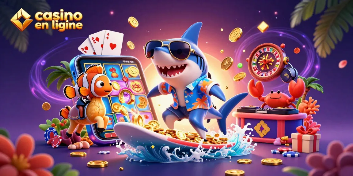 Plongez dans l'univers des jeux de casino en ligne avec des personnages amusants et des éléments de divertissement colorés.