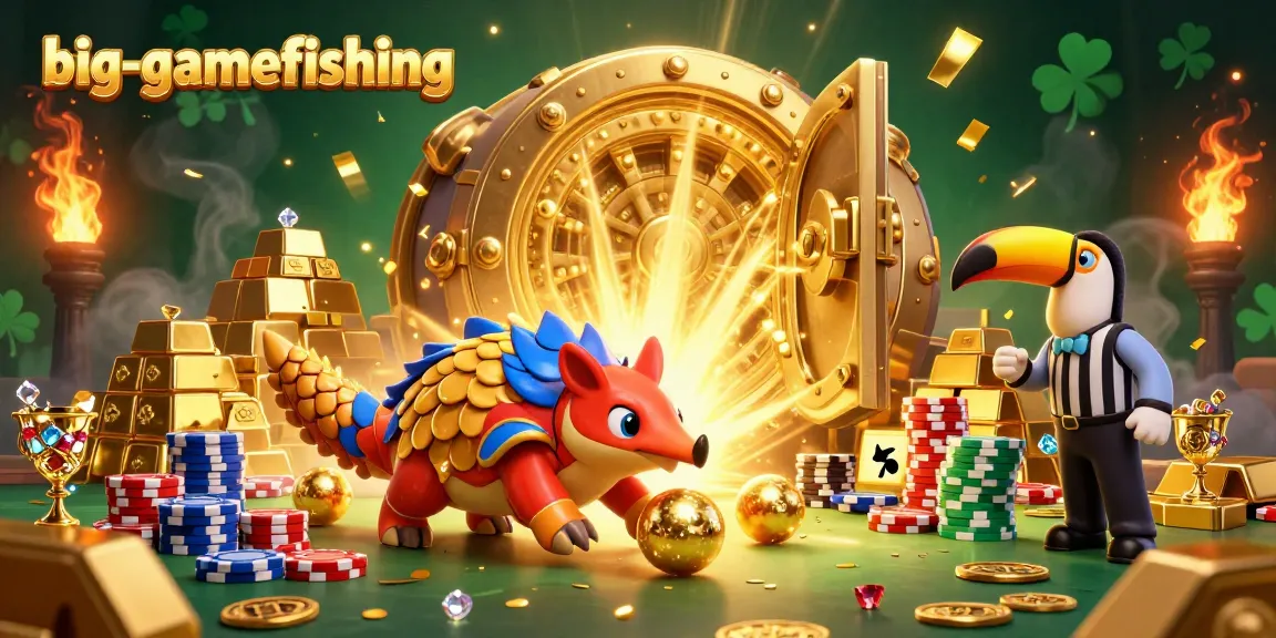 Engage in big-gamefishing excitement with rivals rolling golden balls and poker chips in a vibrant 3D scene.