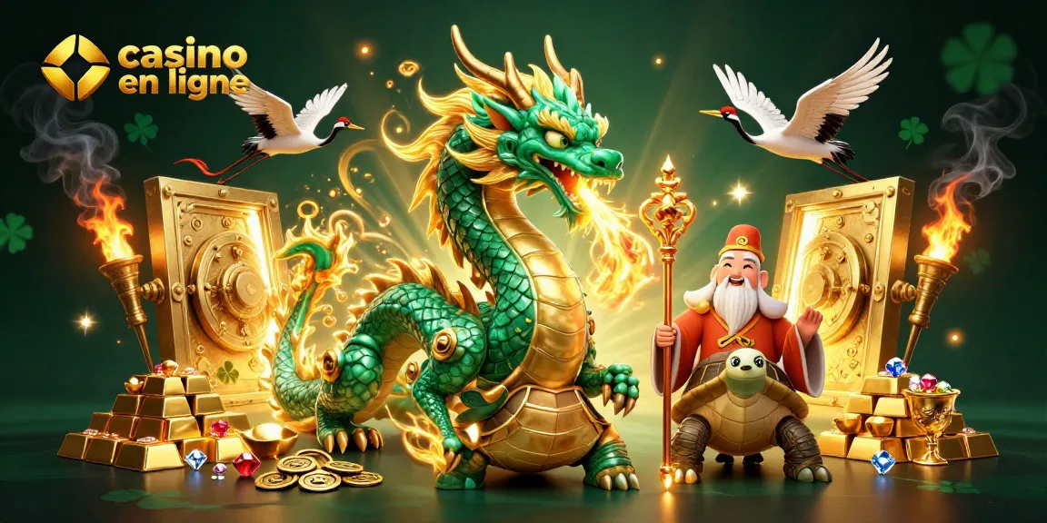 Venez découvrir le casino en ligne avec un dragon d'émeraude et des trésors scintillants de jeux.