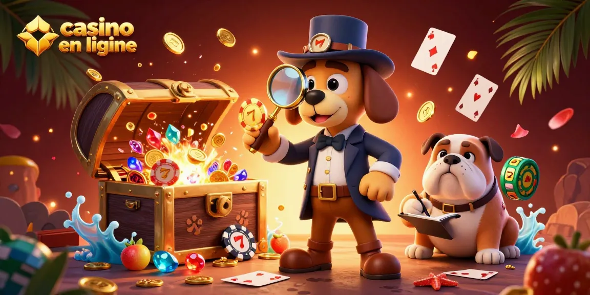 Jouez à un casino en ligne avec des indices passionnants menant au trésor dans une scène animée.