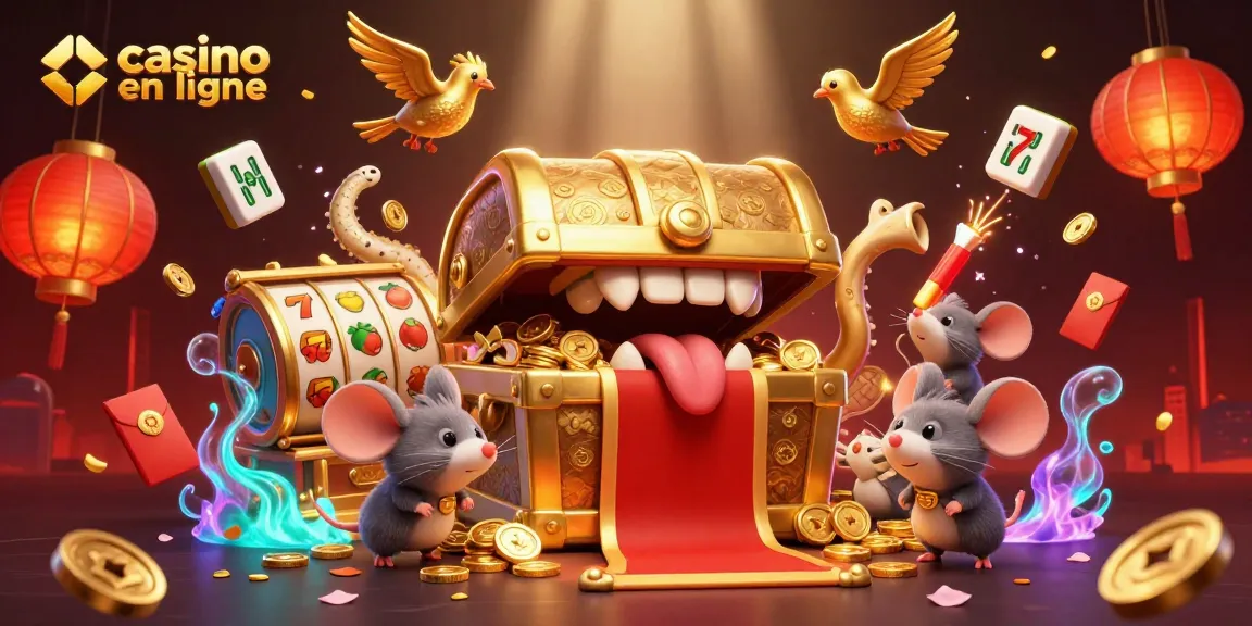 Illustration d'un trésor attirant les souris aventurières pour jouer au casino en ligne.