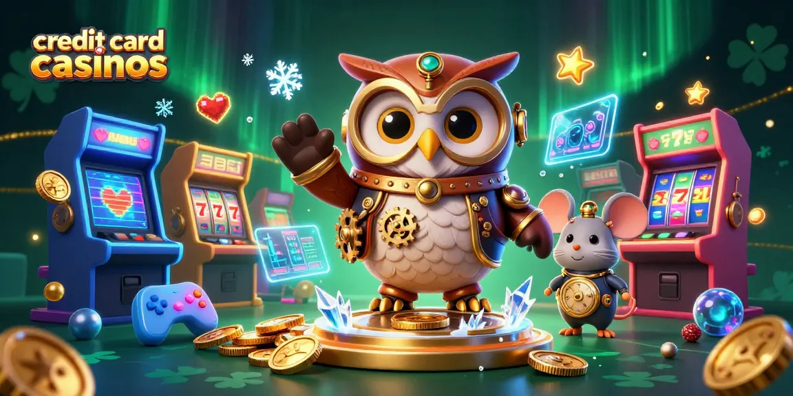 Experience thrilling gaming with credit card casinos featuring a whimsical time-traveler owl.