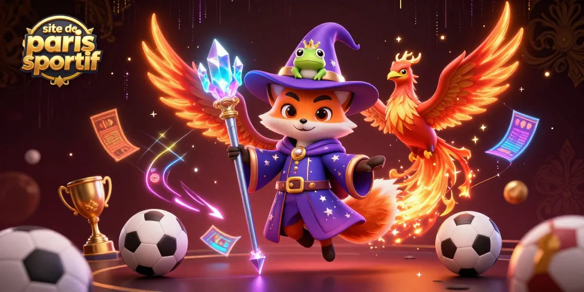 Site de paris sportifs illustrant un magicien et un phénix dans un univers de paris sportifs dynamiques.