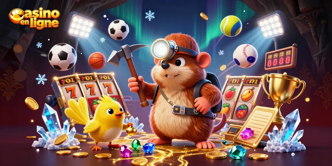 Vivez l'excitation d'un casino en ligne avec une scène animée de jeu et de richesses.