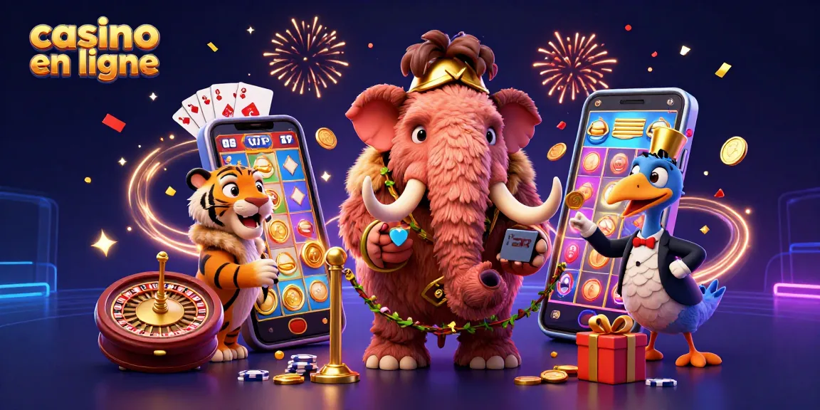 Profitez de l'expérience du casino en ligne avec des personnages amusants tels qu'un mammouth, un tigre et un dodo.