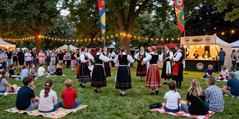 we88 PGSLOT cultural festival with Breton music, dancers, and food stalls.