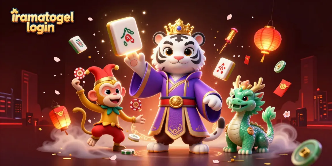 Gambar iramatogel login menggambarkan harimau putih 3D dalam jubah ungu dan mahkota emas, menyenangkan pengunjung kasino.