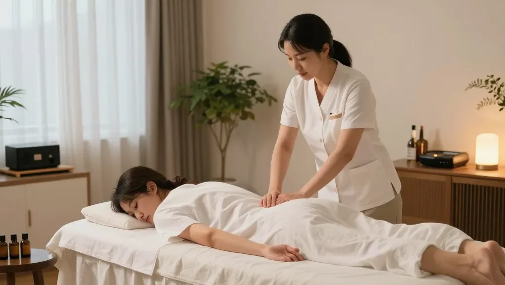 Experience a soothing 종로출장안마 in a serene home setting.