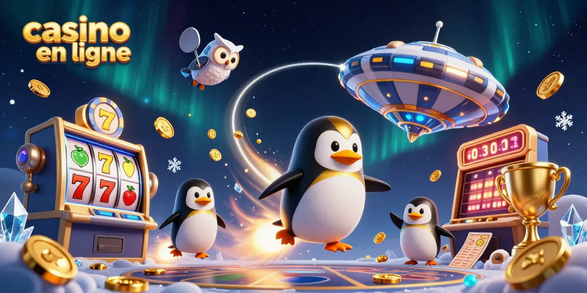 Jouez au casino en ligne avec ce pingouin doré dans une aventure spatiale captivante.