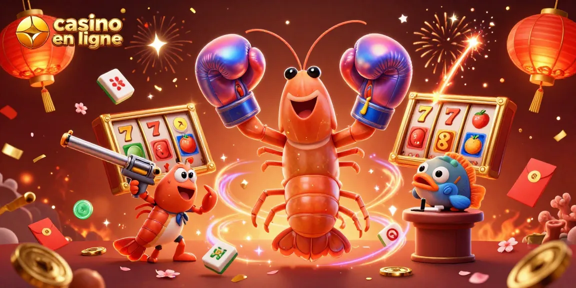 Découvrez un casino en ligne animé avec des personnages colorés entourés de jets de confettis et de symboles de jeux