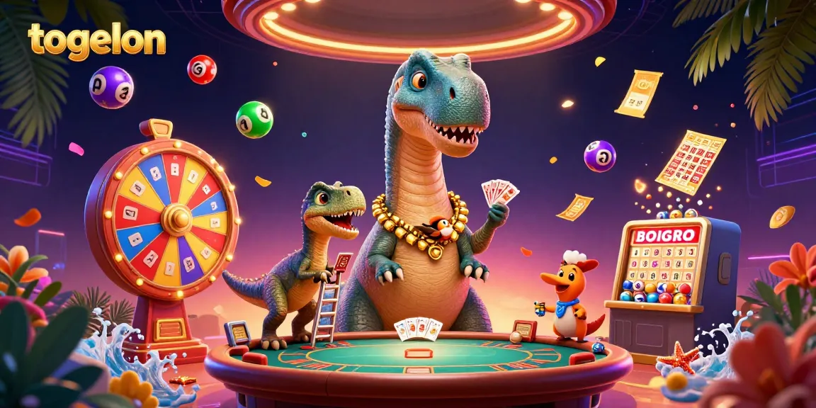 Togelon offers an exciting gambling experience with charismatic dinosaurs and vibrant lottery balls enhancing the adventure.