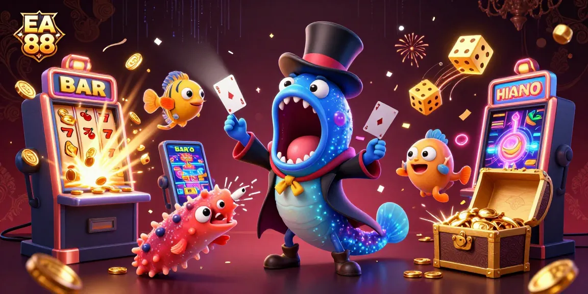 EA 88 features a vibrant 3D illustration of engaging deep-sea creatures in a magical casino scene.