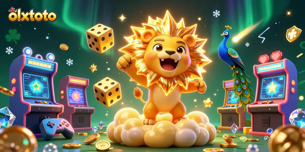Visualisasi permainan olxtoto yang menarik dengan kucing matahari dan dadu emas bersinar.