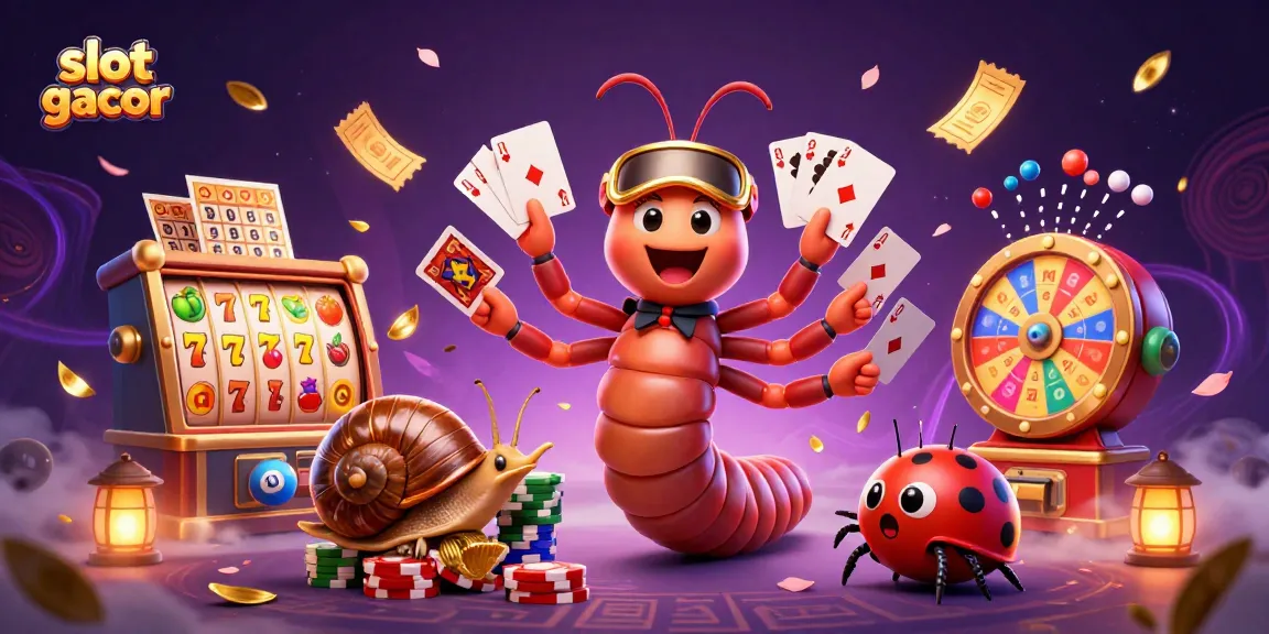 Slot gacor menampilkan dealer millipede 3D unik dan simbol permainan kasino yang memikat.