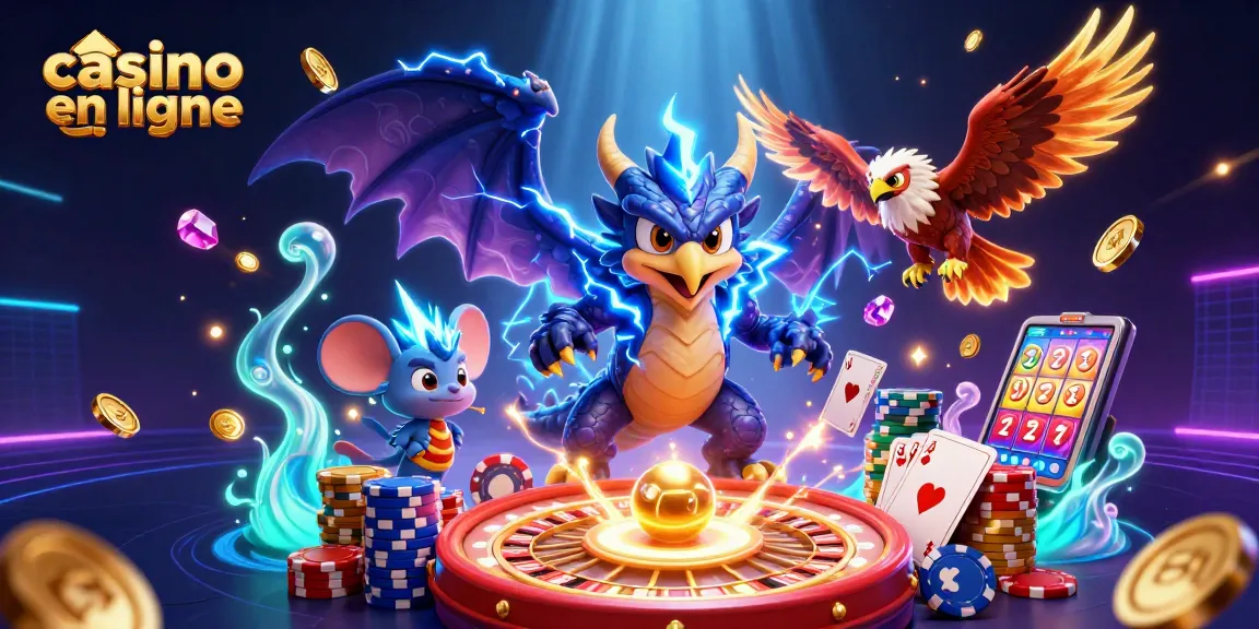 Découvrez un dragon puissant et un aigle lumineux dans un casino en ligne vibrant.
