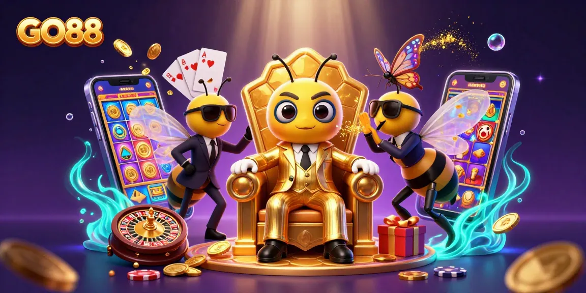 Spin the reels at GO88 with a vibrant scene showcasing a casino world bursting with fun!