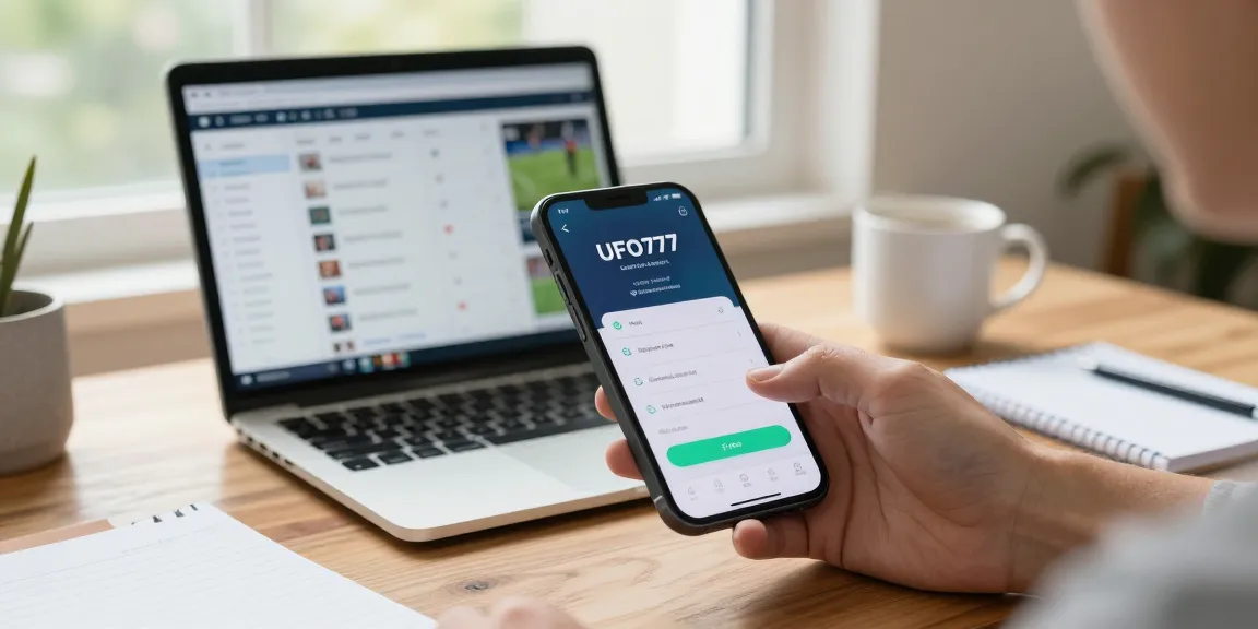 Antarmuka aplikasi UFO777 di smartphone, menunjukkan keamanan dan kenyamanan akses di https://ufoapk.id/.