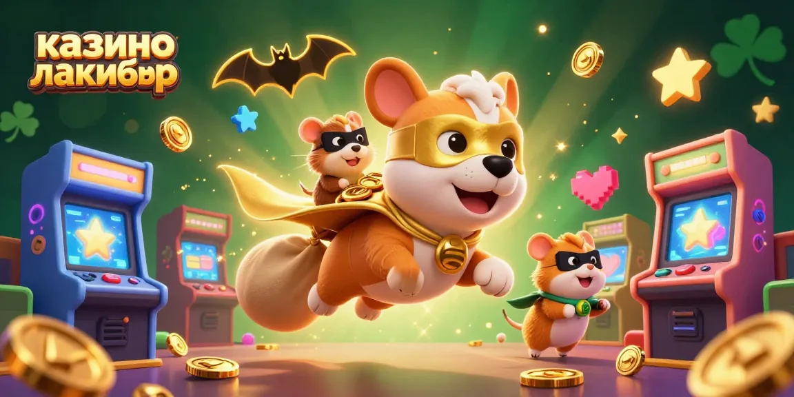 Experience the excitement at казино лакибир with a 3D cartoon rendering of a superhero dog flying for gold!