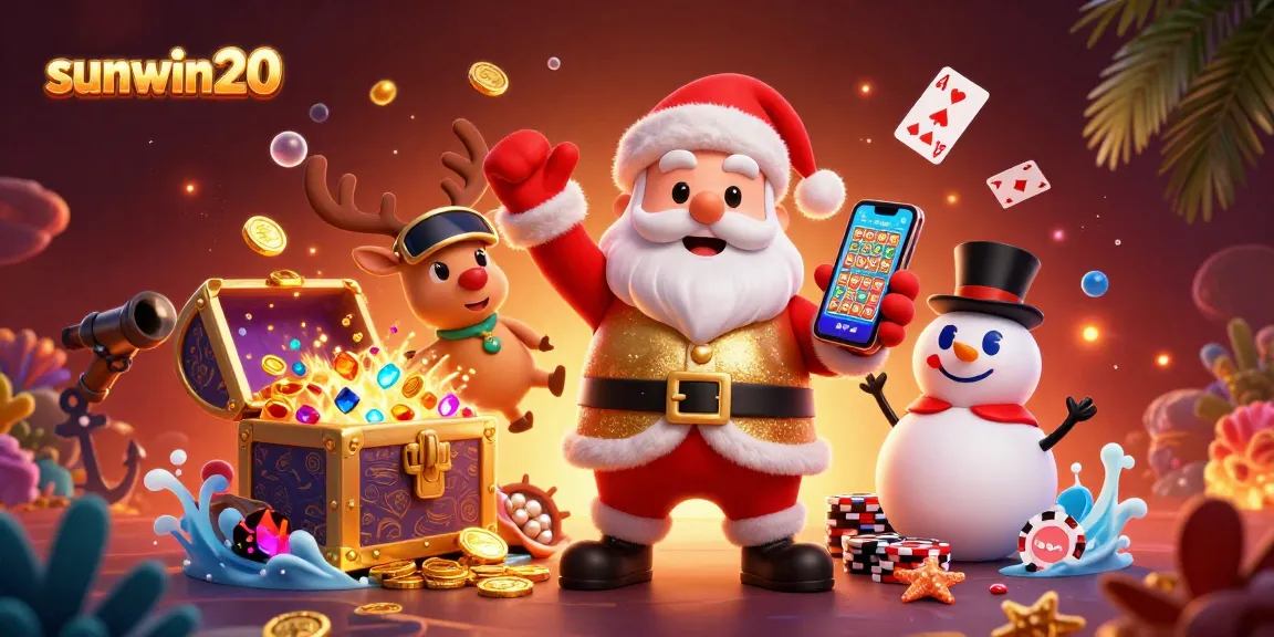 Experience thrilling wins at sunwin20's animated casino scene with Santa and friends!