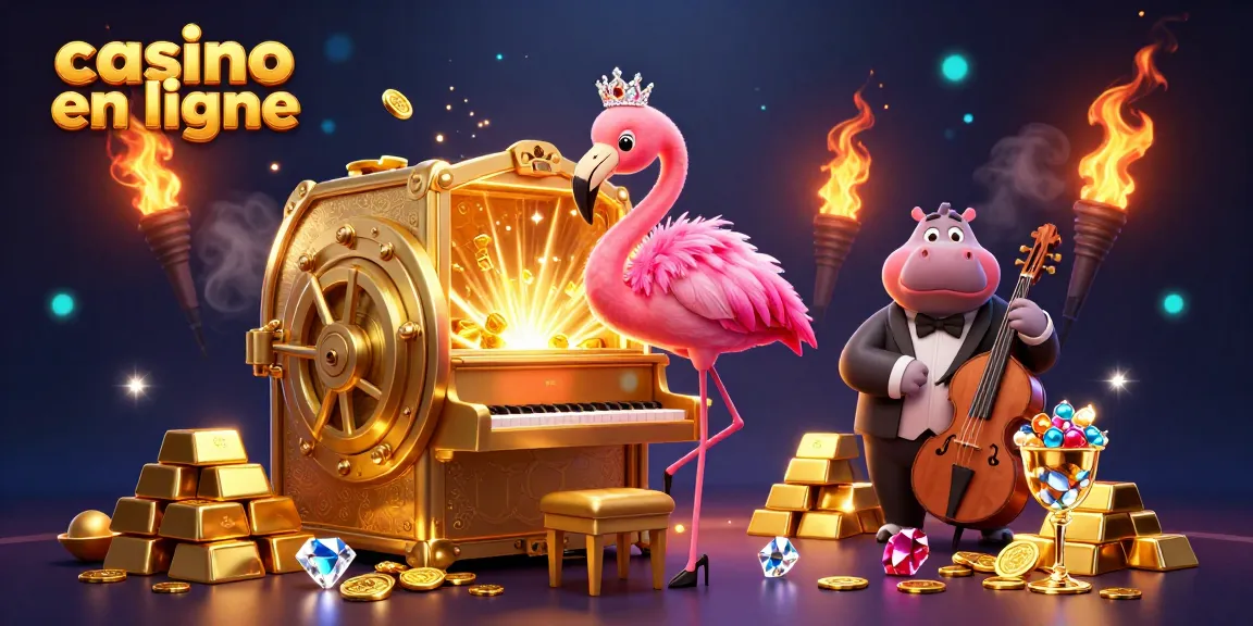 Visitez le casino en ligne pour découvrir une scène animée avec une chanteuse flambante et un bassiste hippo.