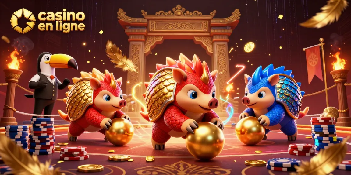 Les pangolins en compétition au casino en ligne, jouant parmi les jetons de poker.