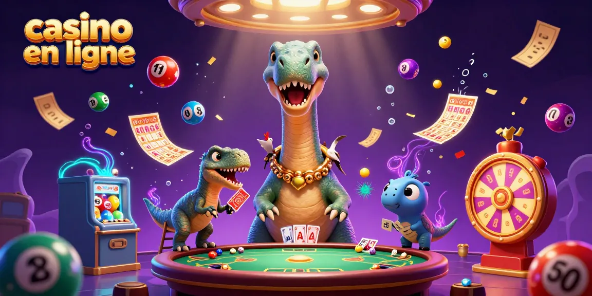 Création d'une scène animée dans un casino en ligne avec un brontosaurus et un raptor distribuant des cartes.