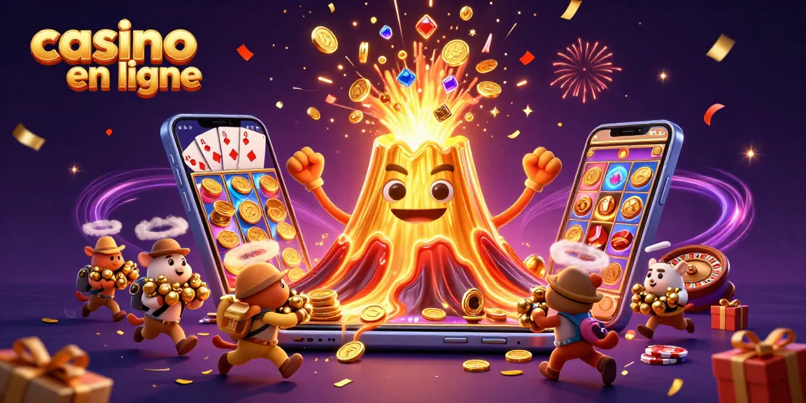Vivez l'expérience de casino en ligne avec un volcan doré et des jeux de hasard captivants.