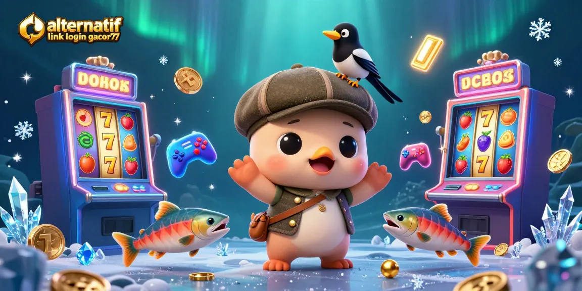 Engage with alternatif link login gacor77 using our dynamic casino-themed 3D illustration featuring playful casino characters.