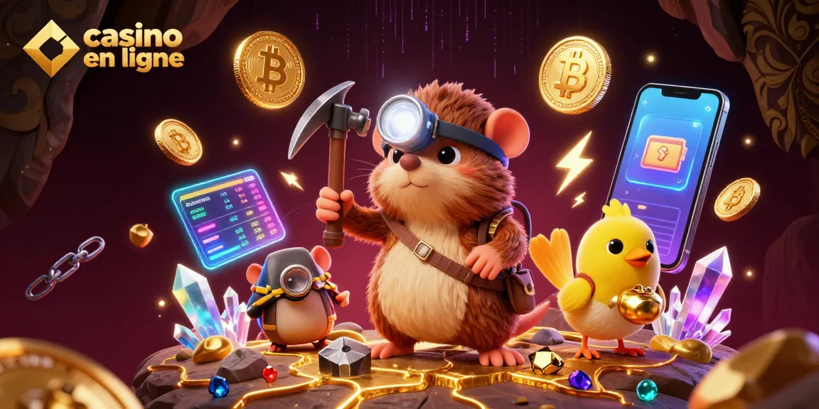 Le mole chasseur de trésors explore des gemmes, associé à un canari, dans un casino en ligne rempli d'énergies numériques.