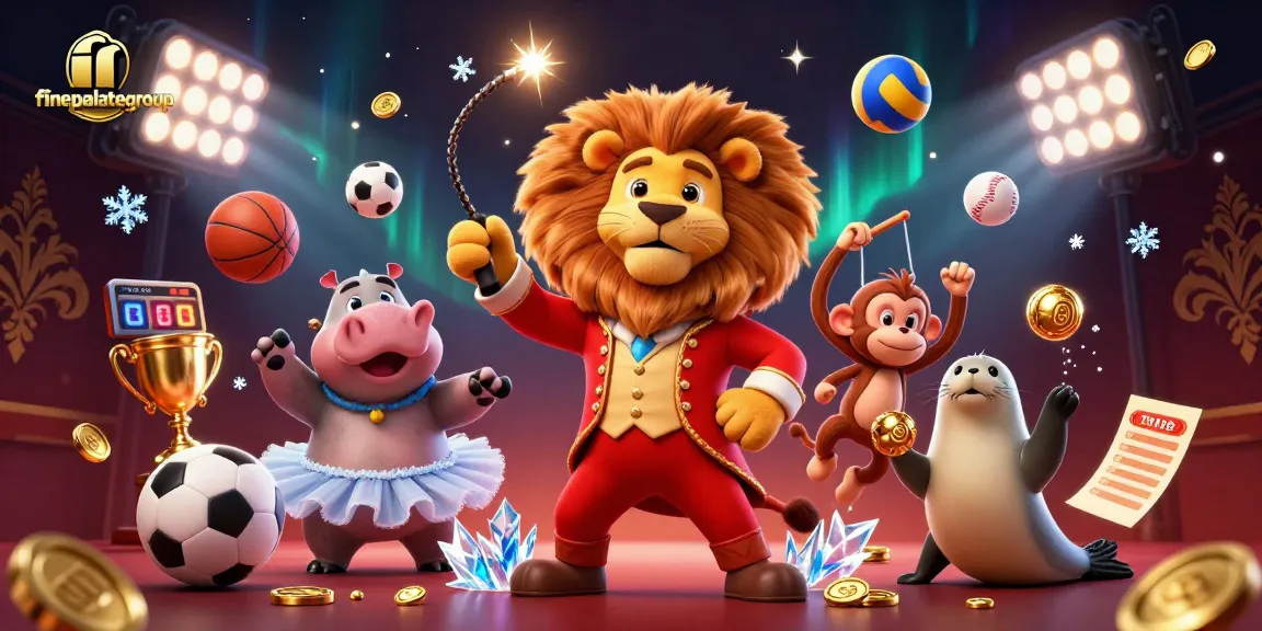 Experience thrilling action with finepalategroup's vibrant circus-themed sports betting illustration.