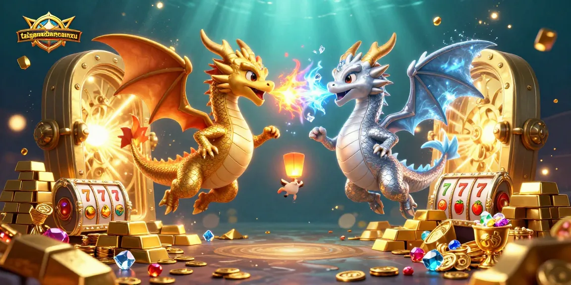 Engage with taigamebancaanxu where gold and silver dragons symbolize a jackpot in this vibrant casino scene.