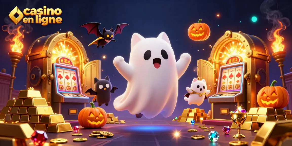 Plongée dans l'univers du casino en ligne avec un chat fantôme et un vampire, activités de jeu captivantes illuminées
