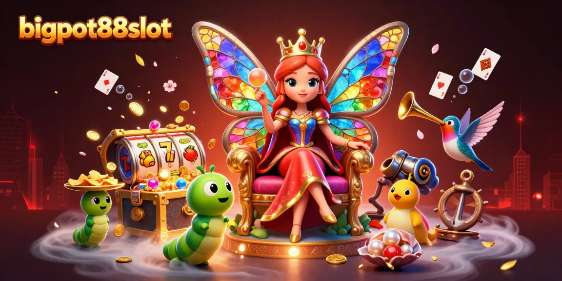 Menangkan permainan di bigpot88slot dengan ilustrasi kasino 3D yang berwarna-warni dan menarik.