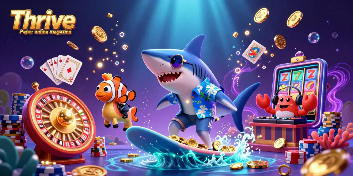 Play thrilling casino games with Thrive Paper online magazine's dynamic shark and seahorse scene.