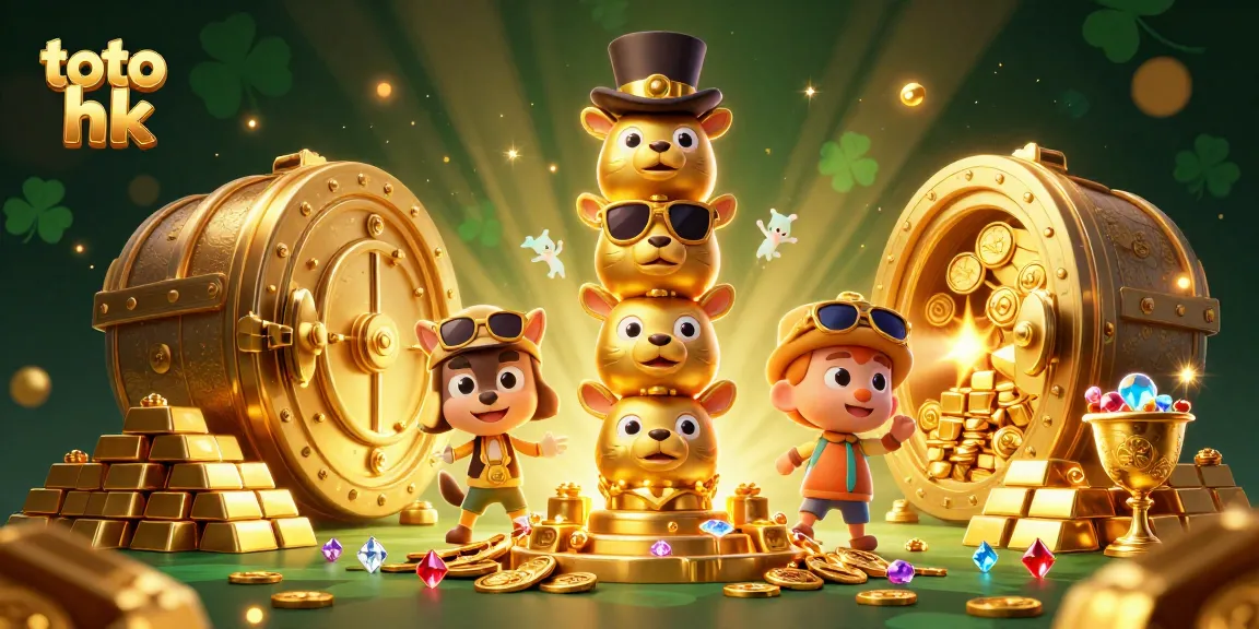 Memenangkan permainan toto hk dengan ilustrasi yang kaya akan detail dan efek kasino di latar belakang.