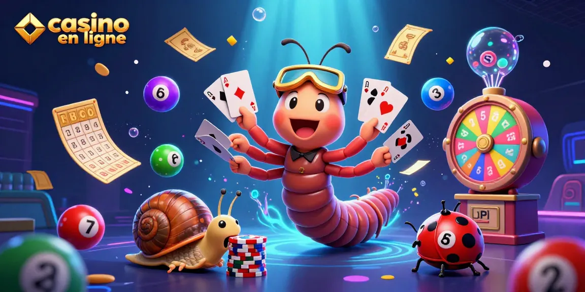 Jouer à casino en ligne avec un marchand cartoon et des éléments de loterie colorés