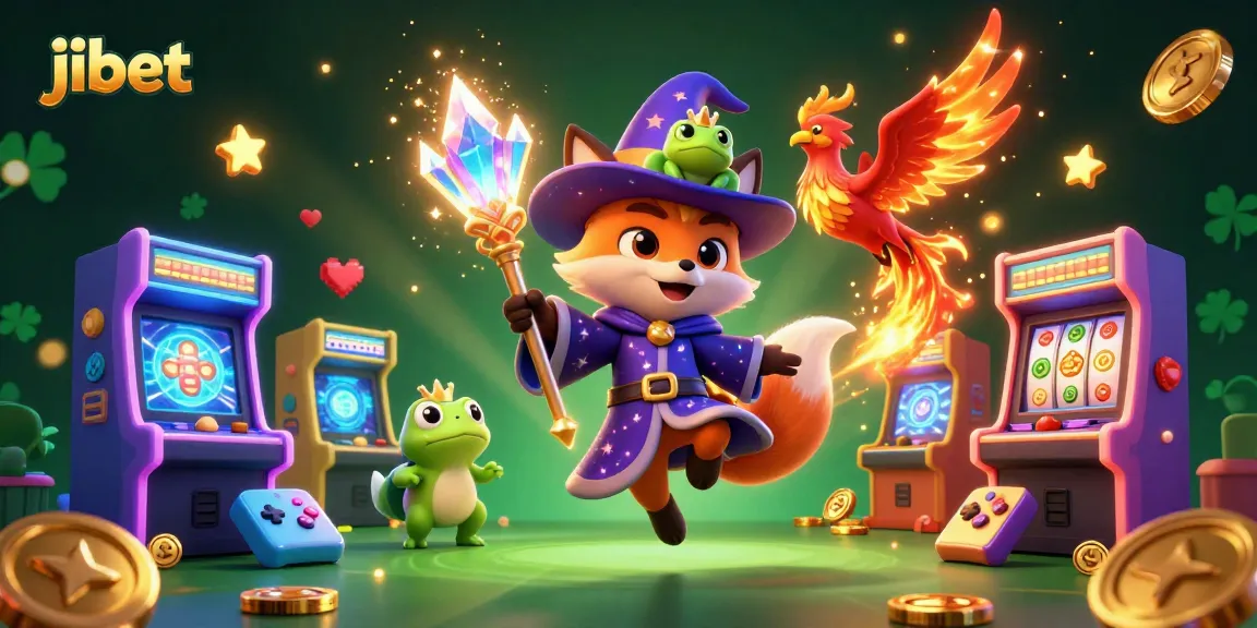 Play exciting slots at jibet with a magical theme featuring a wizard fox, phoenix, and enchanted elements.