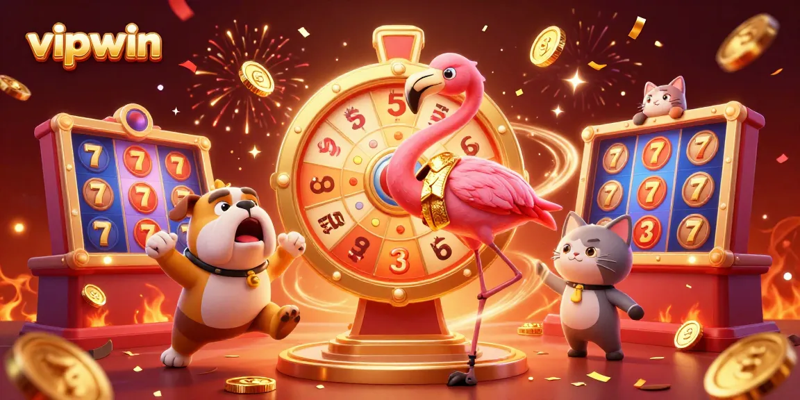 Experience thrilling jackpots at vipwin with a dynamic 3D casino scene showcasing excitement and prizes.