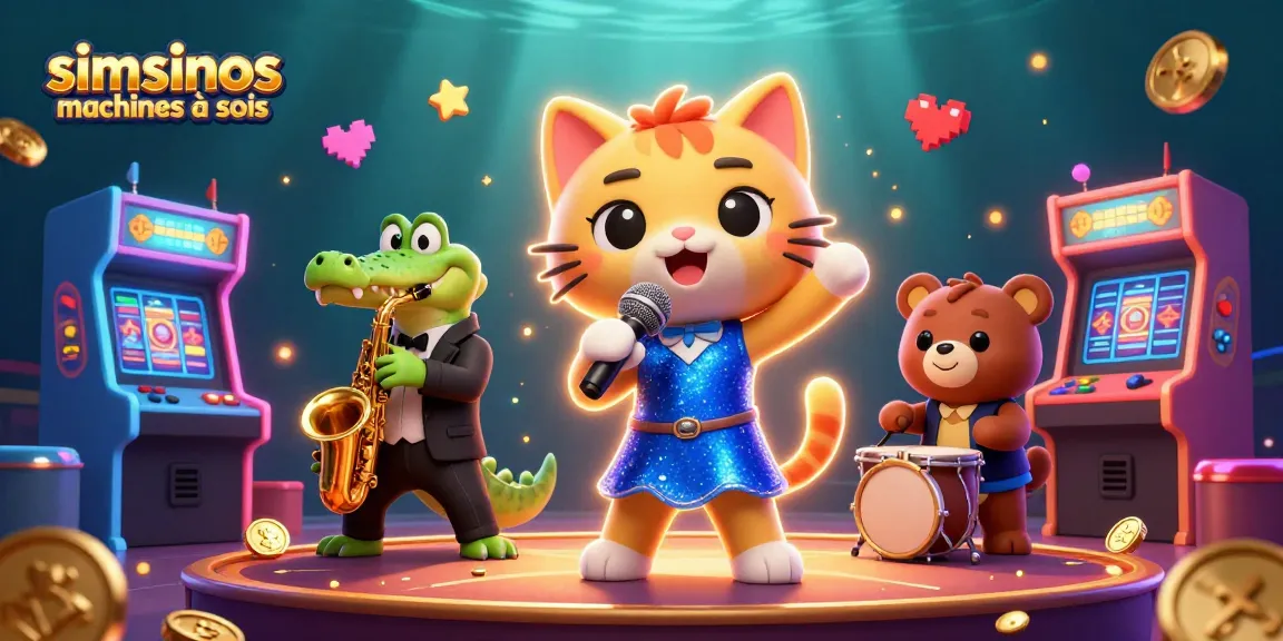Découvrez les machines à sous Simsinos avec des personnages animés en action, offrant une expérience de jeu unique.