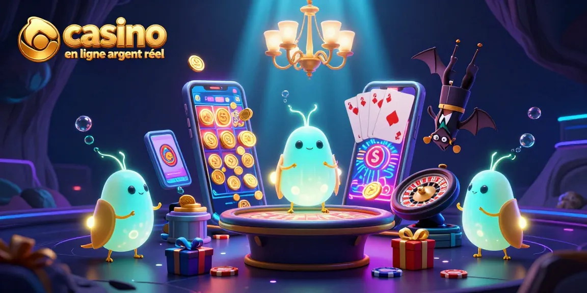Jouez au casino en ligne argent réel avec des créatures lumineuses dans un décor de casino captivant.
