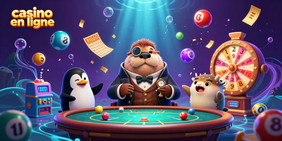 Participer à des jeux captivants de casino en ligne avec un morse et un pingouin dans une illustration dynamique.