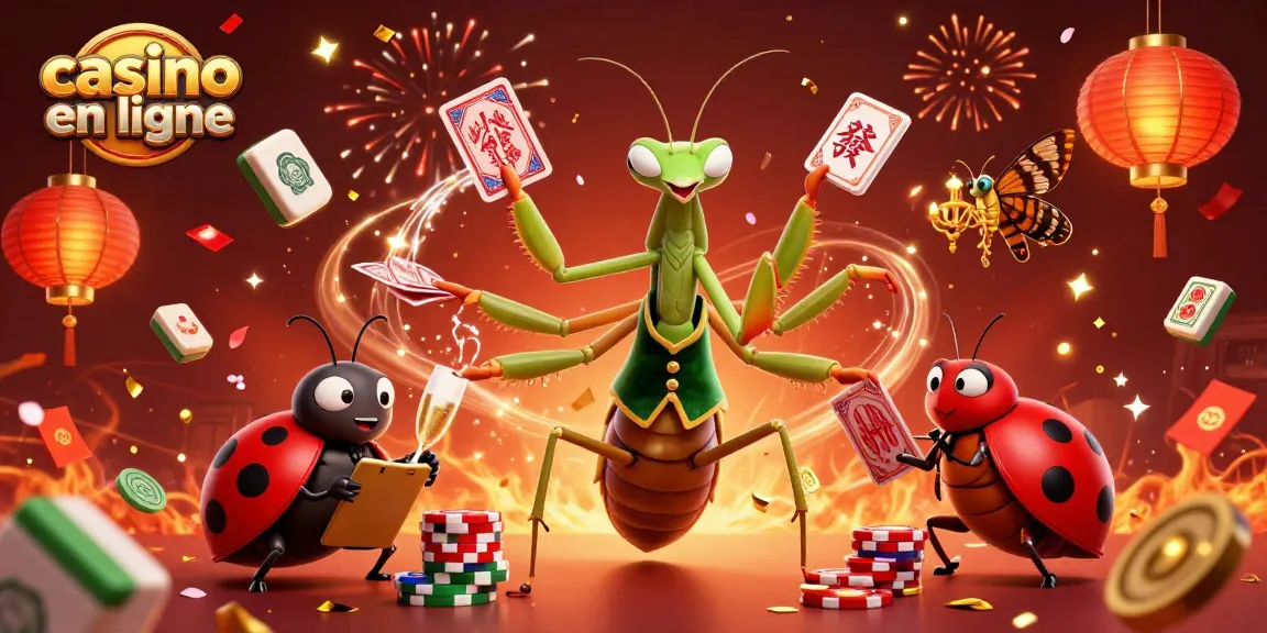 Découvrez les gains au casino en ligne avec un caméléon de cartes, des jetons et des feux d'artifice.