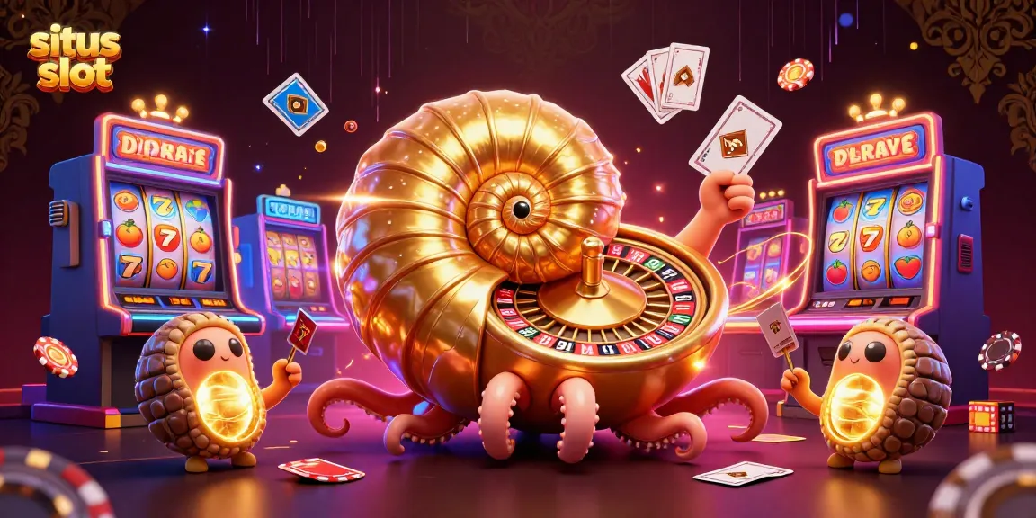 Spin the reels of situs slot with vibrant characters and slot machines in a rich casino scene.