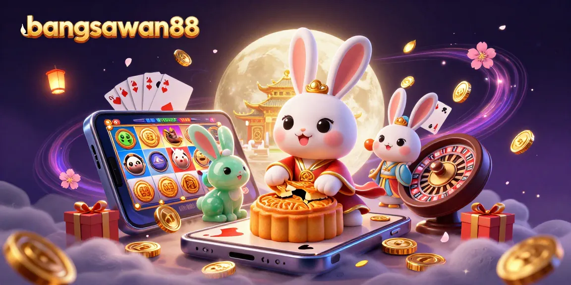 Bangsawan88 invites players to win big with vibrant online betting experiences illustrated by a lunar rabbit scene.