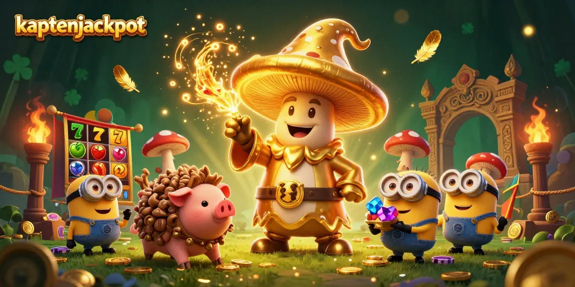 Engage with kaptenjackpot's vibrant slot scene featuring magical characters and treasures.