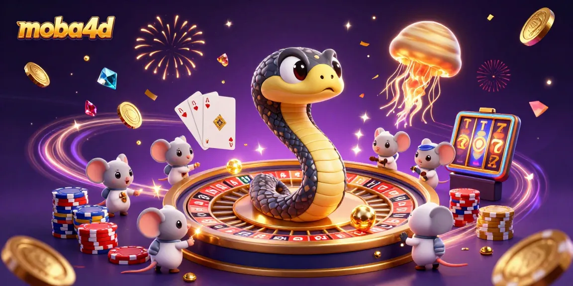 Bet on moba4d's innovative experience with cartoon characters amidst sparkling coins and cosmic themes.