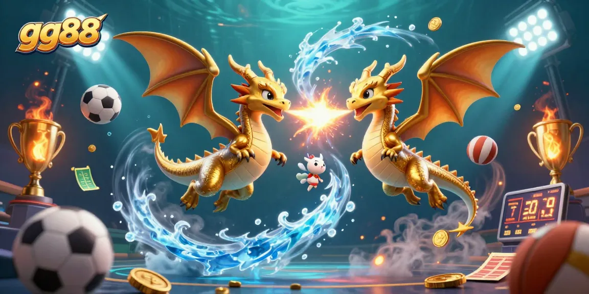 Experience action-packed gaming with gg88, where golden dragons and sports collide in a thrilling casino scene.