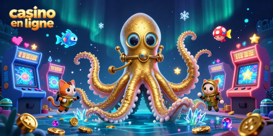 Un kraken 3D géant émerge d'un océan de trésors dans un casino en ligne coloré.